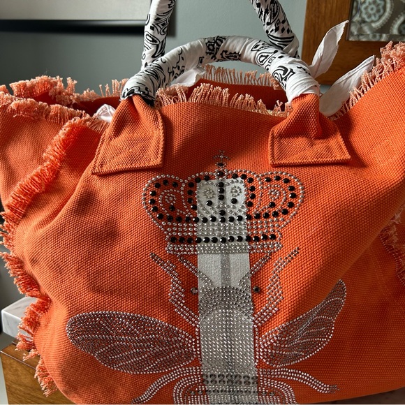 Hipchik Couture Queen Bee Orange Canvas Tote - Picture 2 of 12